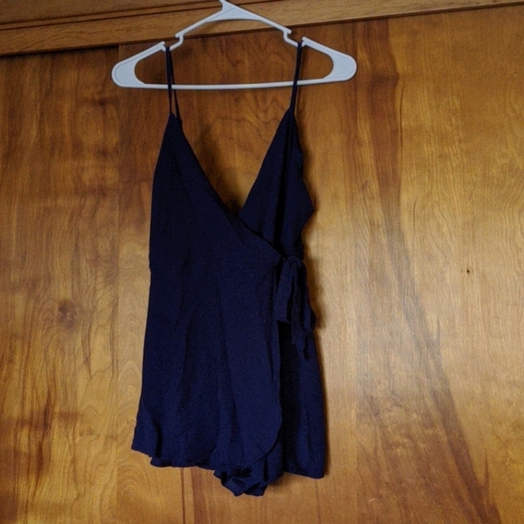 Lulu's Navy Blue Wrap Skort Dress - Picture 7 of 8